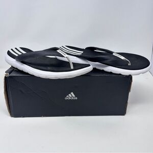 Adidas Black & White Comfort Flip Flops Men’s 10 - Excellent Preowned condition